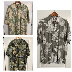 3 Tommy Bahama Hawaiian Button Down Shirts Large